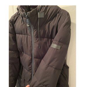 Black Puffer Parka Hooded Jacket by DKNY